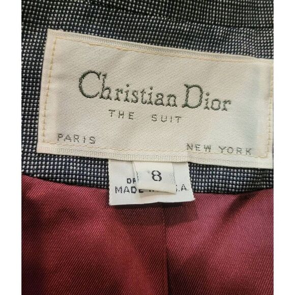 Vintage Christian Dior Blazer Women's 8 Grey Double Breasted Two Button Wool - Picture 5 of 7